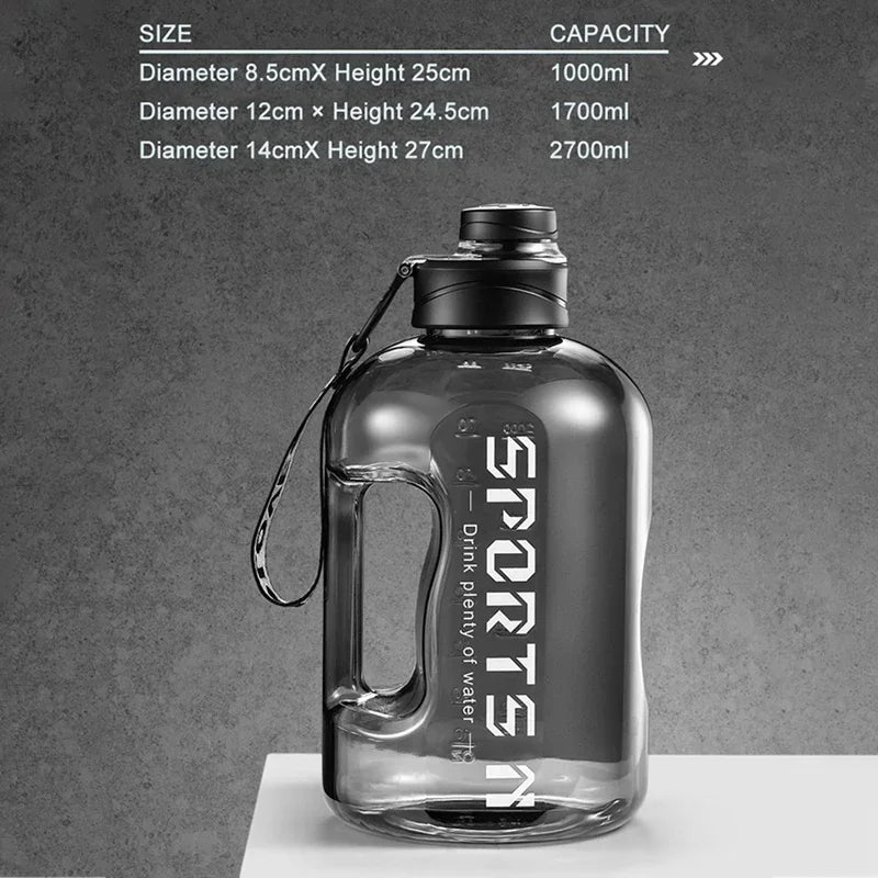 Large Capacity 2.7 Liter Water Bottle Sports Gym Water Kettle Camping Travel BPA Drinking Bottles  Portable Plastic Space Cup